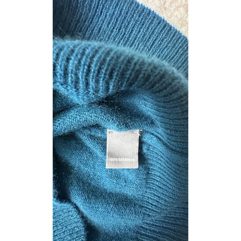 Neiman Marcus Cashmere Sweater Women M 100% Cashmere Teal Turtleneck Pullover